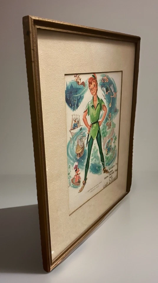 Framed Disney Corporate Vintage Fan Card Peter Pan 15.75”x12.5”  C-1960s - Image 3 of 4