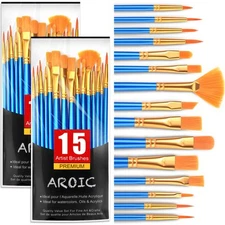 30Pcs Professional Artist Nylon Paint Brushes Set for Oil Watercolor Art