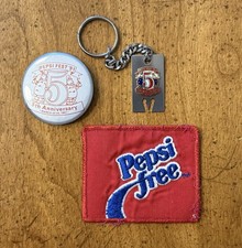 Lot Of (3) VINTAGE 1990s Pepsi Items Patch Keychain Button Pepsi Fest 1991