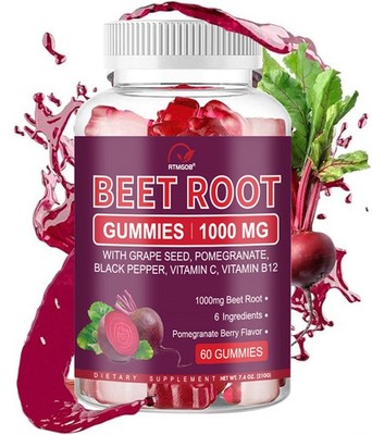 Organic Beet Root 60 Gummies Capsules for Circulation & Natural Energy Boost US