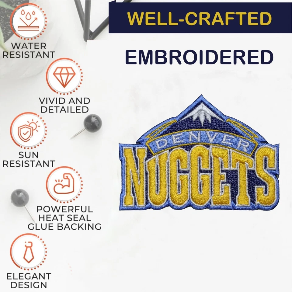 Denver Nuggets NBA Team Logo Iron On Patch - Sew Patch - Embroidered Patch Foto 4 de 4