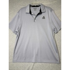 Reebok Mens XL Grey Micro Stripe Performance Polo Shirt REM233TS06 Short Sleeve