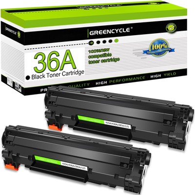 greencycle 2PK Replacement Compatible for HP 36A CB436A Black Mono Laser Toner C