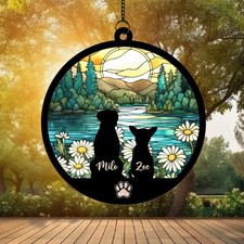Custom Dog Suncatcher With Name, Personalized Dog Memorial Suncatcher