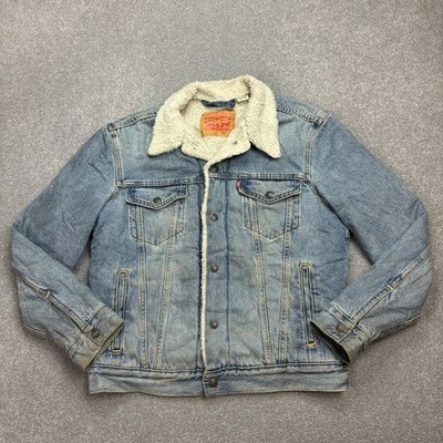 Levis Jeansjacke Erwachsene Small blau Sherpa gefüttert Red Tab Trucker Fleece Herren*