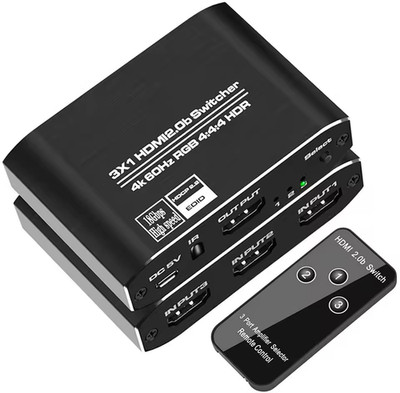 3 Port 4K 3X1 HDMI Switcher 3 In 1 Out HDMI With IR Remote Supporting HDCP2.2