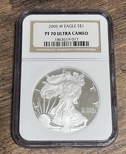 2005 W American Silver Eagle NGC PF70 Ultra Cameo Proof ASE