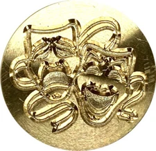 Comedy and Tragedy Masks Wax Seal Stamp Head, 1" diameter, for Theater Lovers!