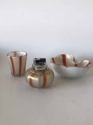 ALFREDO BARBINI ITALIAN MURANO GLASS SMOKING SET MODERN LIGHTER