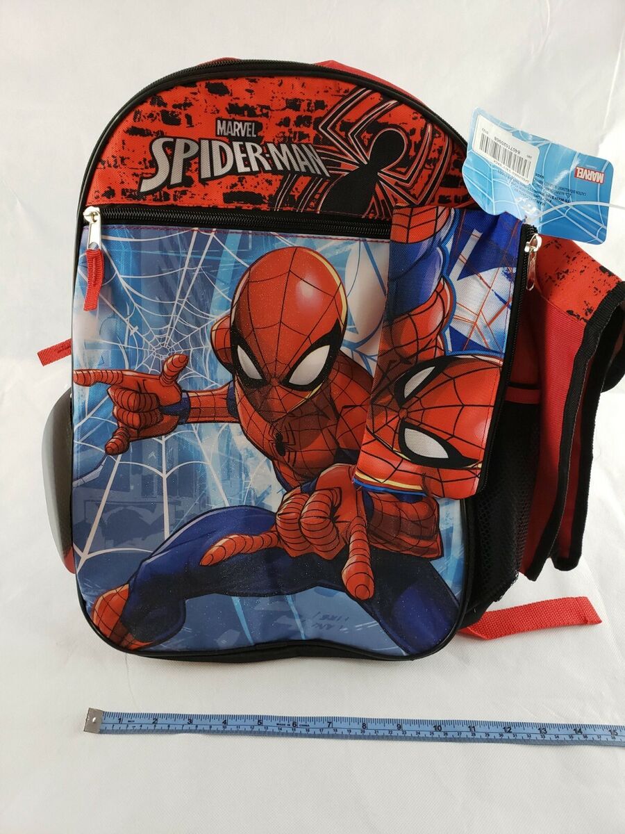 Spider-Man Marvel Backpack, Water Bottle, Lunch bag, utility case,  carabiner SET