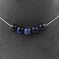 Mineralien Und Edelsteine. Halskette Mit 5 Perlen Blaues Tigerauge 8 Mm. Kette