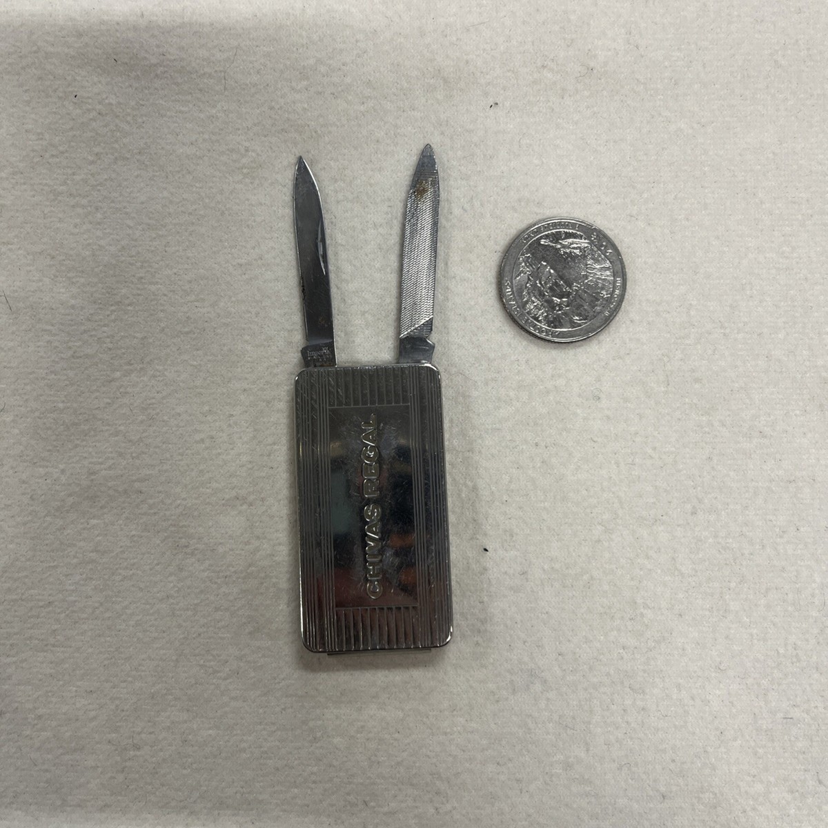 Vintage Imperial Stainless Steel Chivas Regal Money Clip Pocket Knife Nail File View 5