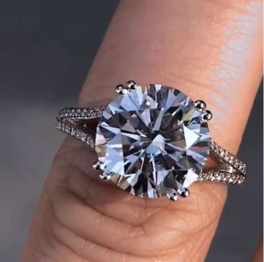 Engagement Ring 2.90Ct Round Cut Diamond Solid 14k White Gold Simulated Size 8-image