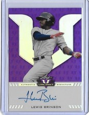 2017 Leaf Valiant Draft Lewis Brinson Purple Prismatic Auto 4/15 Marlins