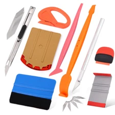 Felt Squeegee Knife & 10 Blades Window Tint Film for Car Vinyl Wrapping Tool US