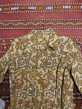 Vintage 1960s 1970s Carol Brent Montgomery Ward Paisley Brown Button Up Dress