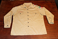 Boy Scouts of America BSA Men's Shirt Tan X-Large XL Sewn Patches LongSleeve