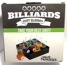 Billiards Pool Ball Shot Glasses, Set of 9 - Fairly Odd Novelties Multicolor 
