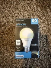 Merkury Innovations Indoor A19 Smart Light Bulb, 60W Dimmable White LED,