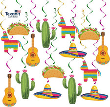 Mexican Fiesta Hanging Swirl Decorations, Cinco De Mayo Party Supplies, Taco Two