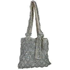 Zara Womens Silver Beaded Embellished Mesh Bo...
