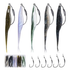 Fishing Bait Soft Plastic Fishing Lure, 4in/5in Salty Split Tail Jerk Shad Mi...