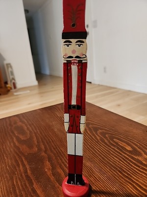 Wooden Stick Red Nutcracker Hand Painted 9.5'' x 1'' x 1.5''