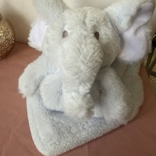 OEKO-TEX Blue Elephant Lovey Security Baby Blanket Fleece SUPER SOFT 15x15
