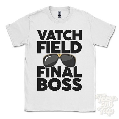 VATCH FIELD FINAL BOSS T-SHIRT funny xmas gift romsey hampshire england ibiza