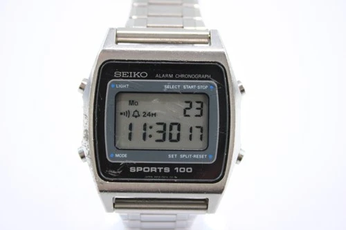 Vintage Seiko Sports 100 Alarm Chronograph Watch A914-5A19 Digital WORKING