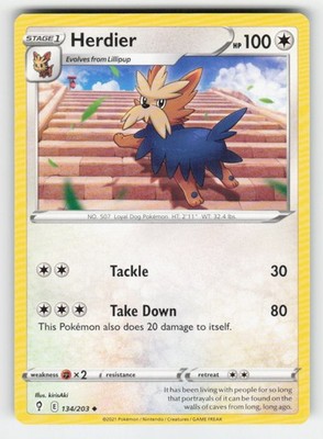 Herdier 134/203 Uncommon Evolving Skies Pokemon ENGLISCH Near Mint