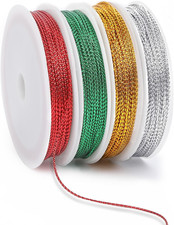 87 Yards Christmas Metallic Cord Ornament String, Christmas Ribbon Cording Gold