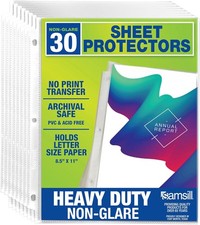 30 Pack Heavy Duty Sheet Protectors, Non-Glare, 8.5x11 Inch Page Protectors for