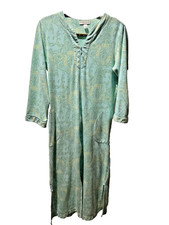 MISS ELAINE LS Zip Front Robe soft Nightgown paisley green Sz small 38x46