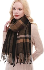 RIIQIICHY Plaid Scarf for Women Large Warm Pashmina Fall Winter Wrap