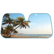 BDK Palm Tree Tropical Island Front Windshield Sun Shade Accordion Folding Cu...