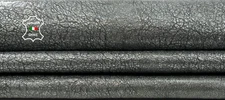 PATENT ANTIQUED SILVER ROUGH SHINY Thick Goatskin leather hide 5sqf 1.3mm #C5517