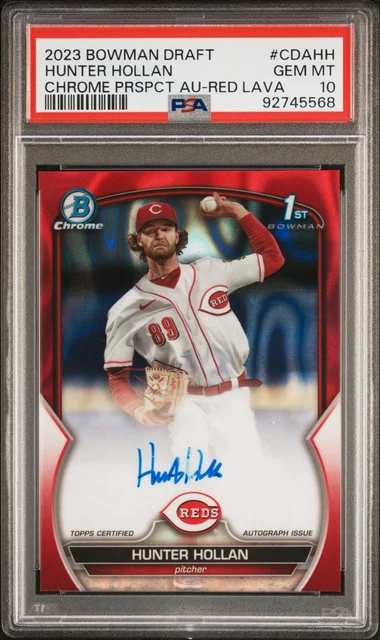 2023 Bowman Chrome Prospect Draft Auto Red Lava Hunter Hollan #CDAHH PSA 10 /5