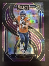 2024 Select #150 Devaughn Vele Premier RC Purple Prizm Rookie #/75 Broncos
