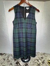 J Crew Womens Tartan Plaid Midi Dress 4 Blue Sleeveless Preppy Dark Academia