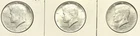 LOT of (3) 1964 Kennedy Half Dollars - UNC to BU - 90% silver