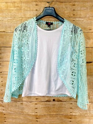 IZ BYER GIRL WHITE TANK TOP W/ LS LACE COVER UP TOP