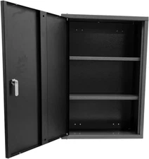 Metal Wall Mounted Storage Lockable Garage Cabinet with 2 Removable Shelves, Bla