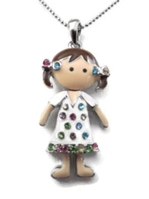 NICK JR DORA THE EXPLORER  NECKLACE WITH CRYSTALS SILVER 18"L