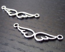 Angel Wing 31mm Antiqued Silver Plated Connector Charms C5833 - 20, 50 Or 100PCs