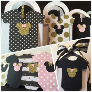 12 Minnie Mouse Pink Gold Black Thank You Favor Boxes Baby Shower