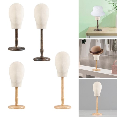 Présentoir Chapeau En Rotin - Support Tête Ronde Stable Pour Perruques, Casquettes - Maison Ou Boutique - 13