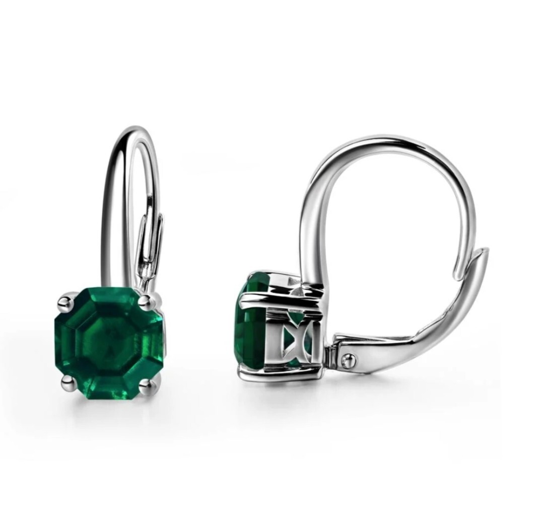 Top Quality Green Emerald Earrings, Stunning Green Emerald Earrings for women