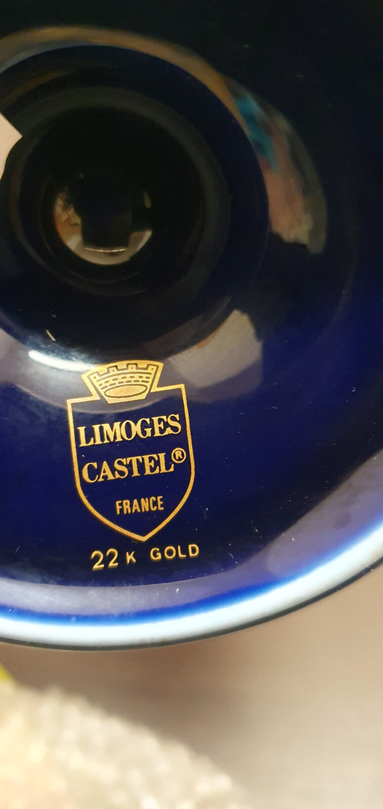 Pair of Vintage Cobalt Blue LImoges Castel 22K gold Twin Handle Vases