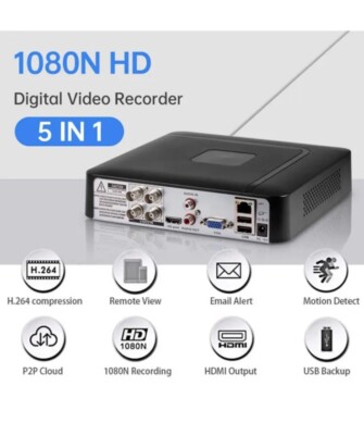 1080P 4CH Surveillance DVR Recorder H.264+ Standalone 5-in-1 CCTV Digital Video